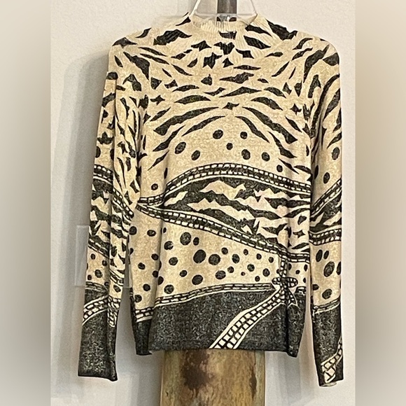 Pierri New York XL Shimmer Gold & Black Patterned Like New Sweater Stretchy - Picture 1 of 13